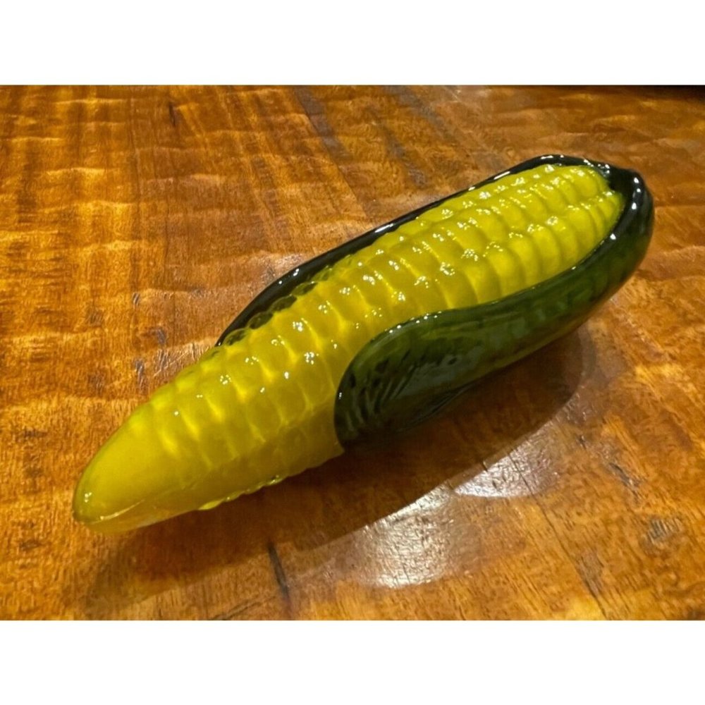 Vintage Murano Style Art Glass Corn Ear on the Cob Paperweight Mid-Century